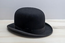 Vintage 1930s Black Bowler hat size: 6.3/4 , G A Dunn and Co