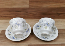 2 x Colclough Rhapsody in Blue Bone China Tea Cup and Saucer Set