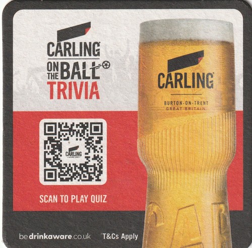 Beer mat carling lager on - mat,