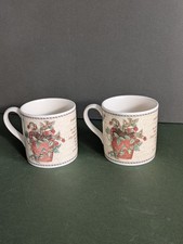 Wedgwood Sarah’s Garden Strawberry Cream Coffee Mugs x 2  1997. MR24988 