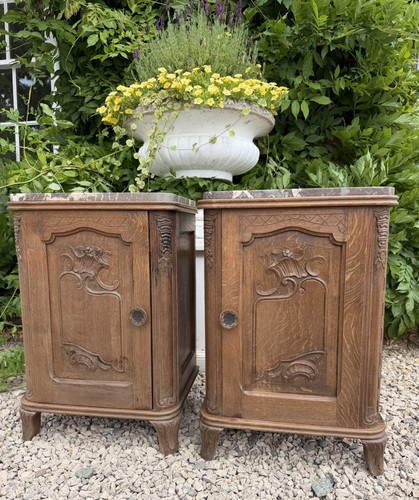 Pair french oak marble - oak, top