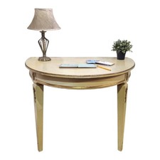 Antique style vintage carved D table - demi lune side console table