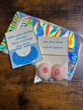 BOOBY Stress Balls Fun Novelty Gift Pair Gift Card Shimmer Bag Birthday Xmas