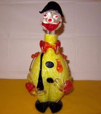 Large Vintage Murano Glass Multicolour Clown Decanter Bottle tall 13.5"