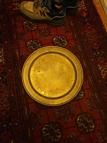 Vintage moroccan brass tray - vintage,