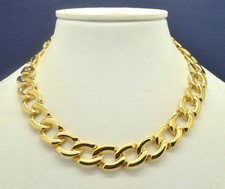 Vintage Necklace MONET 1980s Classic Curb Link Chain 22kt Gold Plated Jewellery