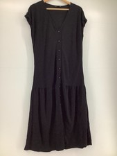F&F Black Drop Waist Button Front Midi Dress Size 12 UK 40 EUR