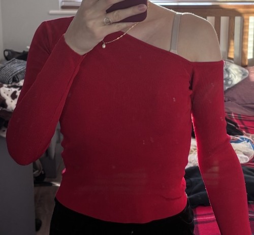 Zara red asymmetric one - red,