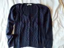 Fatface Ladies Cable Cardigan in Navy Blue Size 8