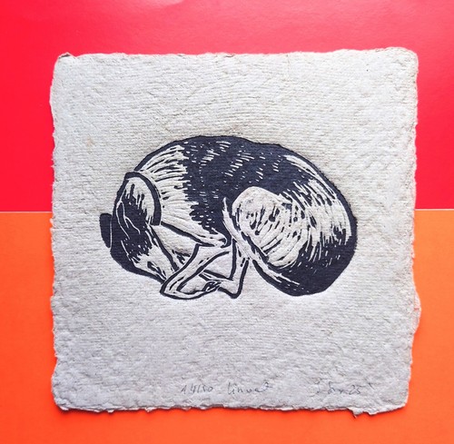 Greyhound dog original linocut - dog,