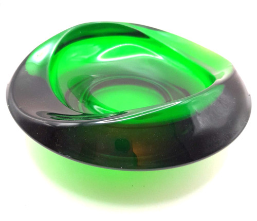 Czech emerald glass bowl - glass,