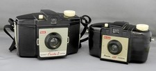X2 Vintage Bakelite Kodak roll film box Cameras Brownie 127 + Cresta II