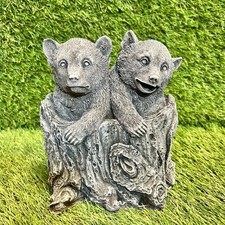 Concrete Two Baby Bear Cubs In