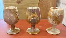 Set of 3 vintage onyx wine glasses goblets