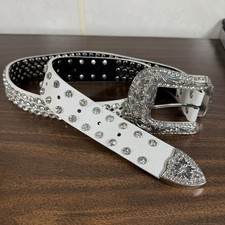 Rhinestone Belt 36” White