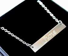 Personalised Silver Name Bar Necklace Pendant  Engraved Jewellery Birthday Gifts