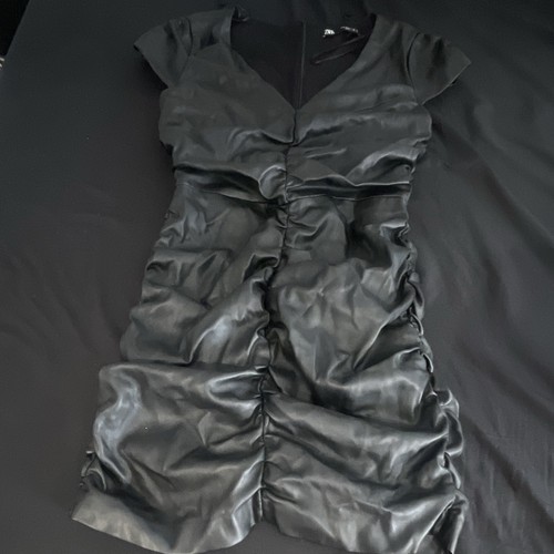 Zara black faux leather ruched - zara,