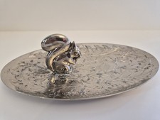 Vintage Nut Dish Squirrel Silver Plated Silea Tray Trinket With Nutcrackers