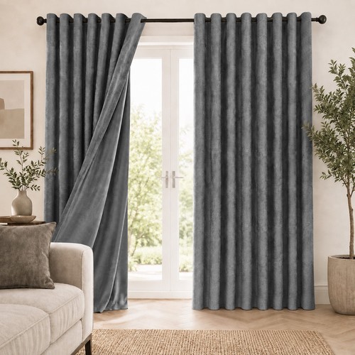 Plush velvet curtains pair - plush,