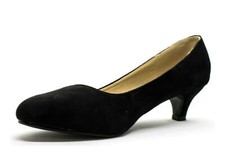 LADIES WOMENS LOW KITTEN HEEL WORK COURT EVENING GIRLS SHOES PUMPS UK BIG SIZES