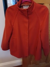 MANGO Coat WIDE RAGLAN BELL SLEEVE Orange SWING FLOW Wool Blend Jacket size S.