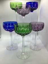Set 6 John Walsh Harlequin Wine Hock Glasses Art Deco 1930s Some Signed