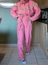 Ooh Vintage 90s Pink Size 10 Fringed Ski Suit All In One