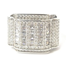 925 Sterling Silver Ring Men's Size K White Zirconia Stones 16.7mm High 10.1g
