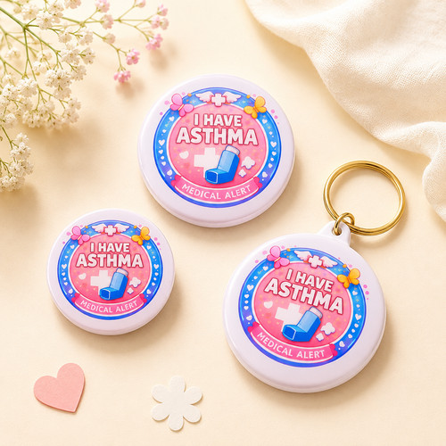 Asthma medical alert badge - alert,