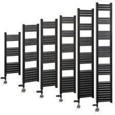 Dual Fuel 500mm Width Matt Black Accuro Korle Radiator Element+Valves & T-Pieces