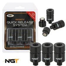 NGT Magnetic Quick Release Connectors Bite Alarm Rod Rests Carp Fishing - 3 Pack