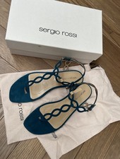 Sergio Rossi Teal Suede T-bar