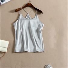 Women Tank Top Vest Camisole Strap Silk Satin Backless Basic Shirt Lingerie Tops