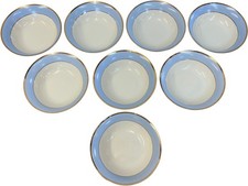 Royal Doulton Blue Line Gold Trim Porcelain Cereal Bowls Set of 8