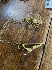 Vintage Gold Tone Sweater/scarf Clip With Freash Water Pearl