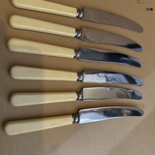 6 X Stainless Steel Dinner Knives Faux Bone Handle