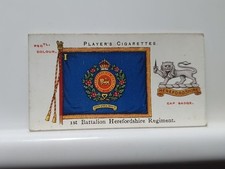 Cigarette Card Players Regimental Standards Caps, #48 1st Herefordshire (RD.15
