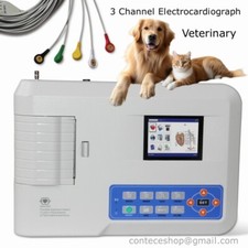 ECG300G-VET Portable 3 Channel 12 Leads Animal Digital EKG Machine, Printer