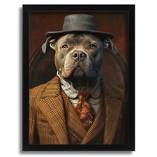Vintage Staffy Portrait Wall Art Staffy In A Suit Print Retro Dog Picture Poster