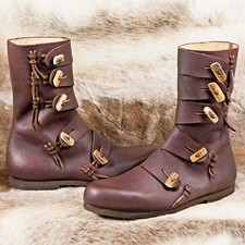 Medieval leather boots viking - leather,