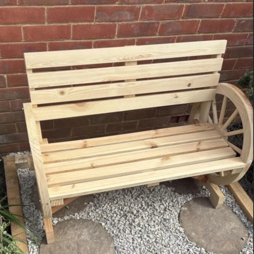Wooden love seat - wooden, rustic