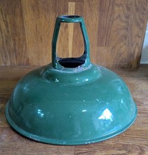 Vintage factory light shade coolicon green enamel 11 inch