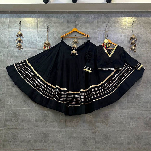 Women black lengha lehenga - black,