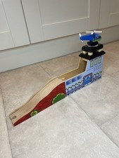 Wooden Airport Tunnel & Helicopter with Pad with Ascending Track Working Sounds