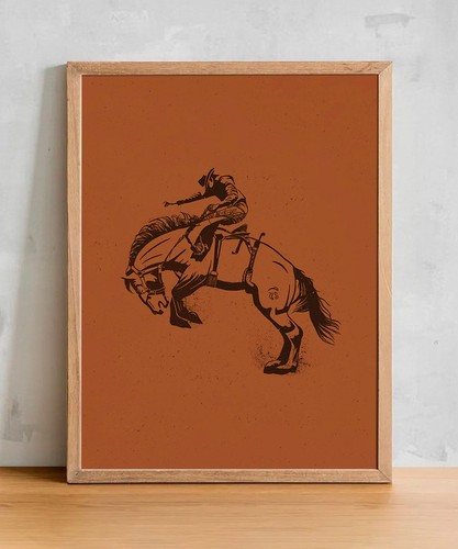 Bucking bronco western - bucking, print