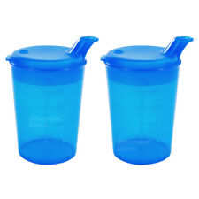 2x Adult Drinking Beakers 250ml Elderly Feeding Cups & Lids Wide Spout 12x10mm