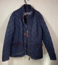 Joules Moredale Womens Quilted Jacket Blue UK 14 Floral Lining Pockets Pad Elbow