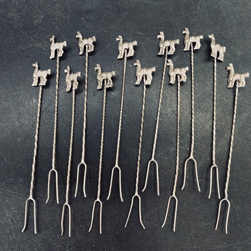 Silver llama cocktail sticks - silver,