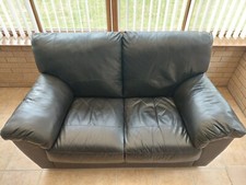 Two Seater Settee Sofa -Lounge or Conservatory Black Faux Leather Sofa