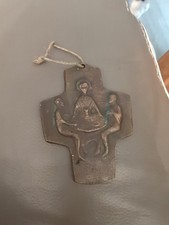 antique German brass cross Last Supper 